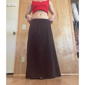 Classic Dark Brown Maxi Skirt — Elegant High-Waist A-Line